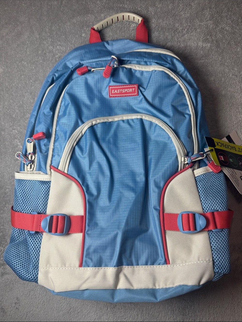 EASTSPORT Men's Blue & Cream Everyday Backpack with Red Accents